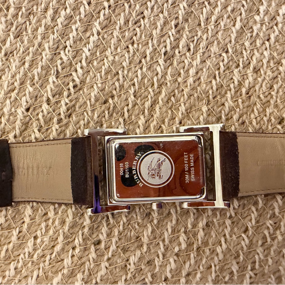 Burberry Rectangular Swiss Made Watch Brown Leather Strap BU1103 - Picture 3 of 7